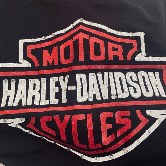 Women’s HARLEY-DAVIDSON motorcycle jersey bedazzled with rhinestones. One size - Picture 2 of 4